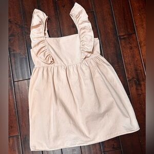 Porter St - Light Blush Ruffle Strap Denim Sundress Cotton